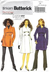 5685 Butterick Easy Semi fit Lined  Shawl Collar Princess Jacket, Coat  LENGTHS Pattern 8-16 ABCD Uncut